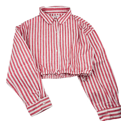 Girls Zara, striped cotton / linen cropped shirt / top, mark on lining, FUC, size 13-14,  