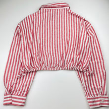 Load image into Gallery viewer, Girls Zara, striped cotton / linen cropped shirt / top, mark on lining, FUC, size 13-14,  
