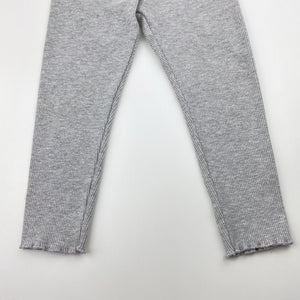 Girls PL Kids, grey ribbed leggings, elasticated, GUC, size 2,  