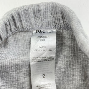 Girls PL Kids, grey ribbed leggings, elasticated, GUC, size 2,  