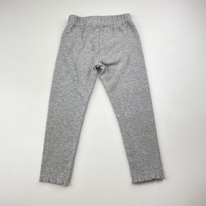 Girls PL Kids, grey ribbed leggings, elasticated, GUC, size 2,  