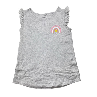 Girls Anko, grey marle cotton tee / top, rainbow, EUC, size 7,  