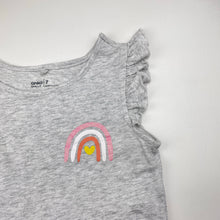 Load image into Gallery viewer, Girls Anko, grey marle cotton tee / top, rainbow, EUC, size 7,  