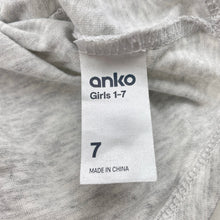 Load image into Gallery viewer, Girls Anko, grey marle cotton tee / top, rainbow, EUC, size 7,  