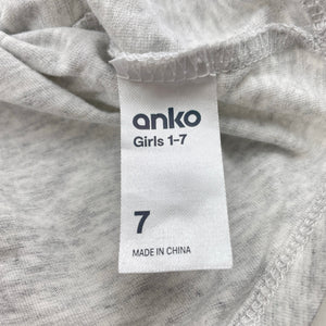 Girls Anko, grey marle cotton tee / top, rainbow, EUC, size 7,  