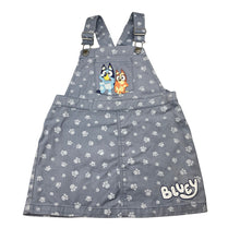 Load image into Gallery viewer, Girls Bluey, cotton overalls dress / pinafore, FUC, size 4, L: 55cm