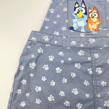 Load image into Gallery viewer, Girls Bluey, cotton overalls dress / pinafore, FUC, size 4, L: 55cm