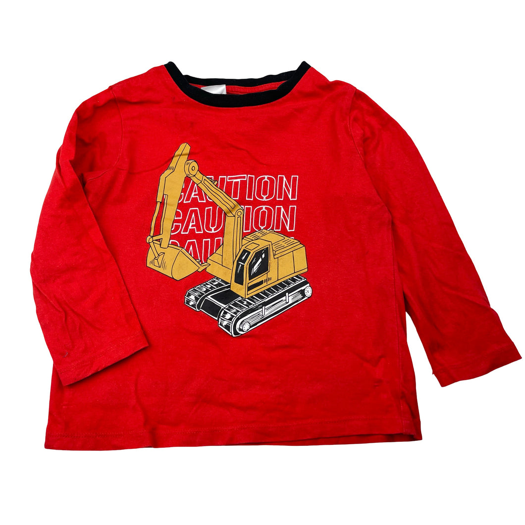 Boys Brilliant Basics, cotton long sleeve pyjama top, digger, FUC, size 3,  