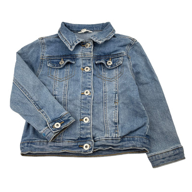 Girls Milkshake, blue stretch denim jacket, mark back right cuff, FUC, size 3,  