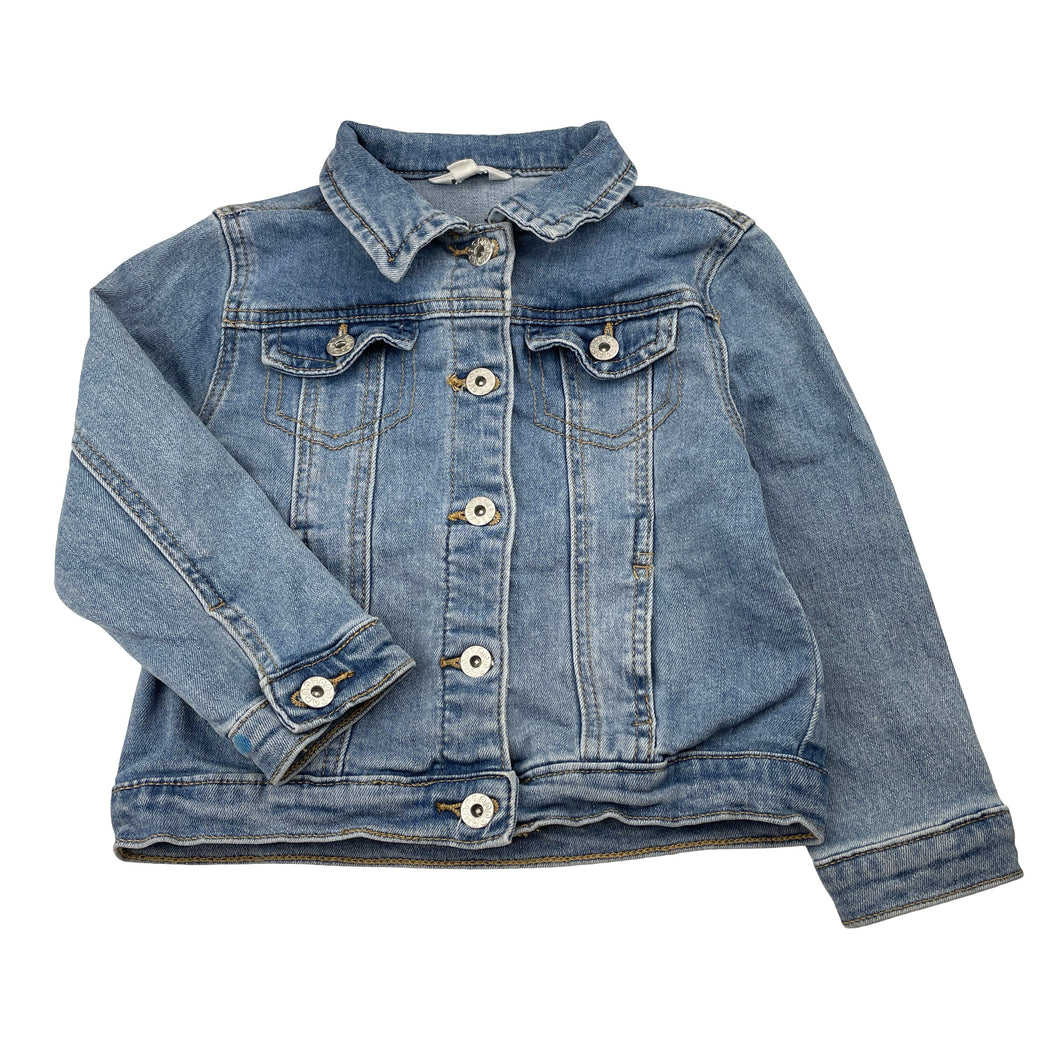 Girls Milkshake, blue stretch denim jacket, mark back right cuff, FUC, size 3,  