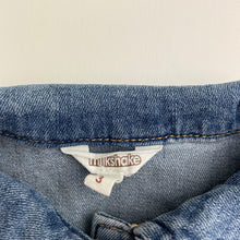 Load image into Gallery viewer, Girls Milkshake, blue stretch denim jacket, mark back right cuff, FUC, size 3,  