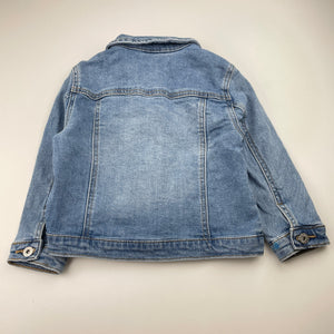 Girls Milkshake, blue stretch denim jacket, mark back right cuff, FUC, size 3,  