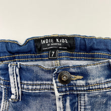 Load image into Gallery viewer, Boys Indie, blue stretch denim jogger jeans, adjustable, FUC, size 7,  