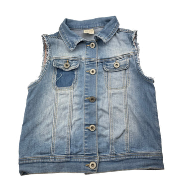 Girls Zara, blue stretch denim vest / sleeveless jacket, GUC, size 7-8,  