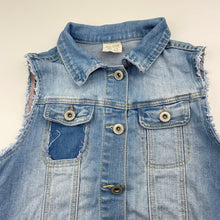 Load image into Gallery viewer, Girls Zara, blue stretch denim vest / sleeveless jacket, GUC, size 7-8,  