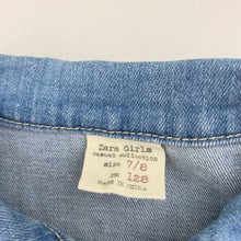 Load image into Gallery viewer, Girls Zara, blue stretch denim vest / sleeveless jacket, GUC, size 7-8,  