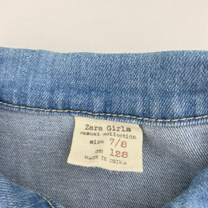 Girls Zara, blue stretch denim vest / sleeveless jacket, GUC, size 7-8,  