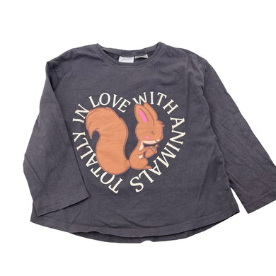 Girls Zara, grey cotton long sleeve tee / top, GUC, size 3-4,  