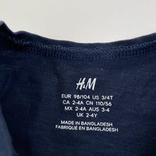 Load image into Gallery viewer, Unisex H&amp;M, navy cotton tee / top, FUC, size 3-4,  
