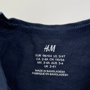 Unisex H&M, navy cotton tee / top, FUC, size 3-4,  