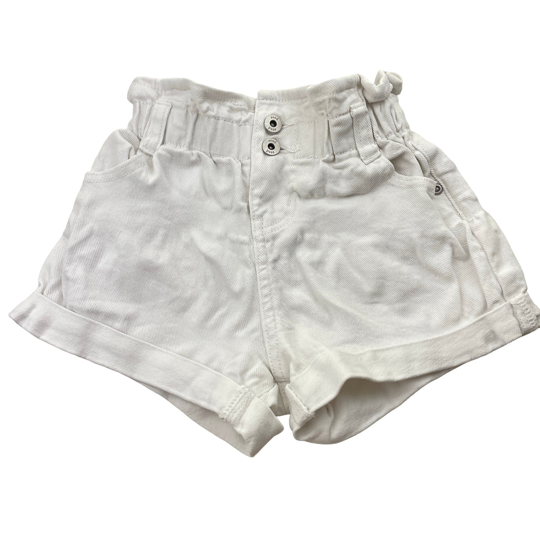 Girls Seed, white stretch denim shorts, elasticated, GUC, size 5,  