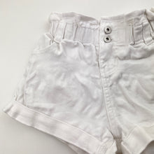 Load image into Gallery viewer, Girls Seed, white stretch denim shorts, elasticated, GUC, size 5,  
