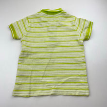 Load image into Gallery viewer, Boys United Colors of Benetton, green stripe cotton polo shirt top, no size, armpit to armpit: 30cm, FUC, size 3-4,  