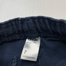 Load image into Gallery viewer, Boys Anko, navy stretch cotton shorts, elasticated, FUC, size 7,  