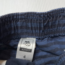 Load image into Gallery viewer, Boys Kids &amp; Co, striped cotton shorts, elasticated, GUC, size 4,  