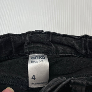 Boys Anko, black stretch denim jean shorts, adjustable, GUC, size 4,  