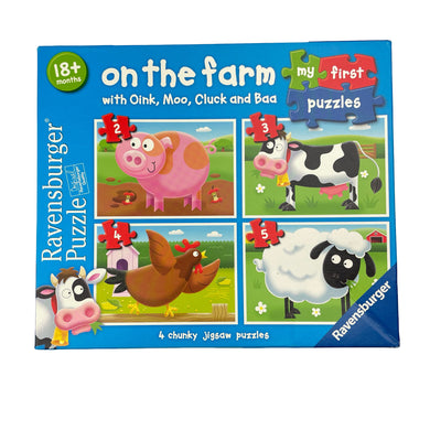 Toys Ravensburger, On the Farm, My First Puzzles, 4 x Jigsaws, GUC, size ,  