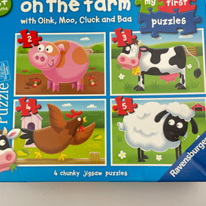 Toys Ravensburger, On the Farm, My First Puzzles, 4 x Jigsaws, GUC, size ,  