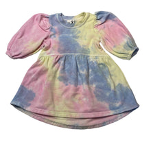 Load image into Gallery viewer, Girls Cotton On, tie dyed fleece lined sweater dress, FUC, size 2, L: 47cm at front