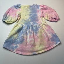 Load image into Gallery viewer, Girls Cotton On, tie dyed fleece lined sweater dress, FUC, size 2, L: 47cm at front