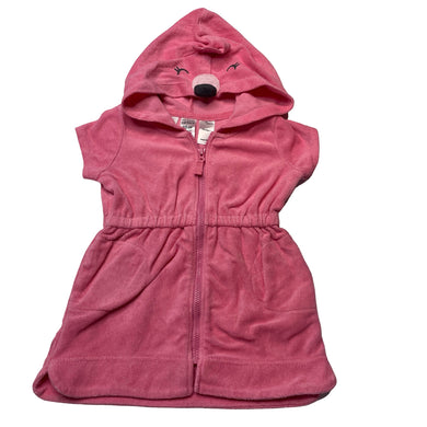 Girls Carters, terry zip up hooded dress, marks lower front, FUC, size 1, L: 39cm