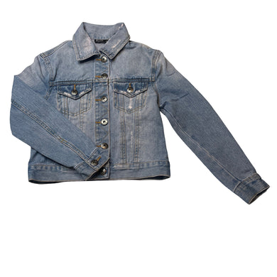 Girls Bardot Junior, distressed denim jacket, FUC, size 8,  