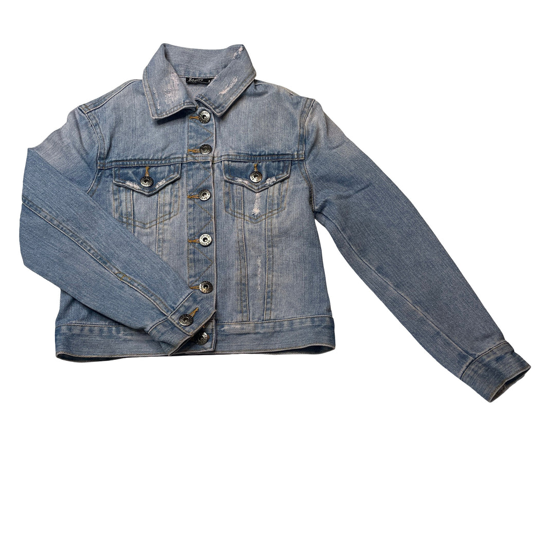 Girls Bardot Junior, distressed denim jacket, FUC, size 8,  