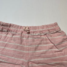 Load image into Gallery viewer, Girls H&amp;T, pink &amp; white stripe linen / viscose shorts, elasticated, GUC, size 2,  