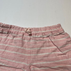 Girls H&T, pink & white stripe linen / viscose shorts, elasticated, GUC, size 2,  