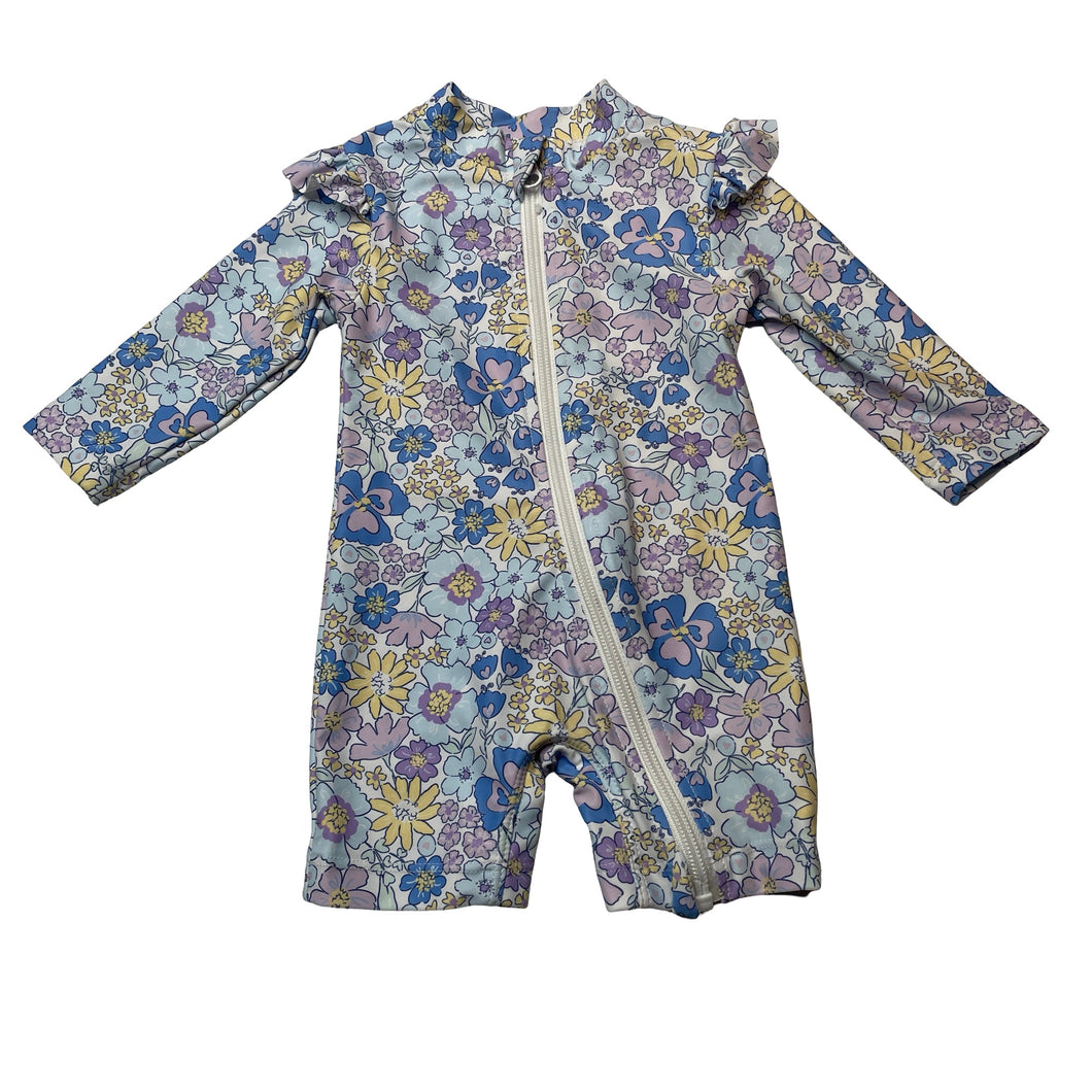 Girls Anko, floral all-in-one rashie suit, EUC, size 00,  