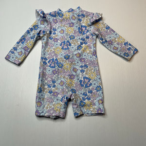 Girls Anko, floral all-in-one rashie suit, EUC, size 00,  