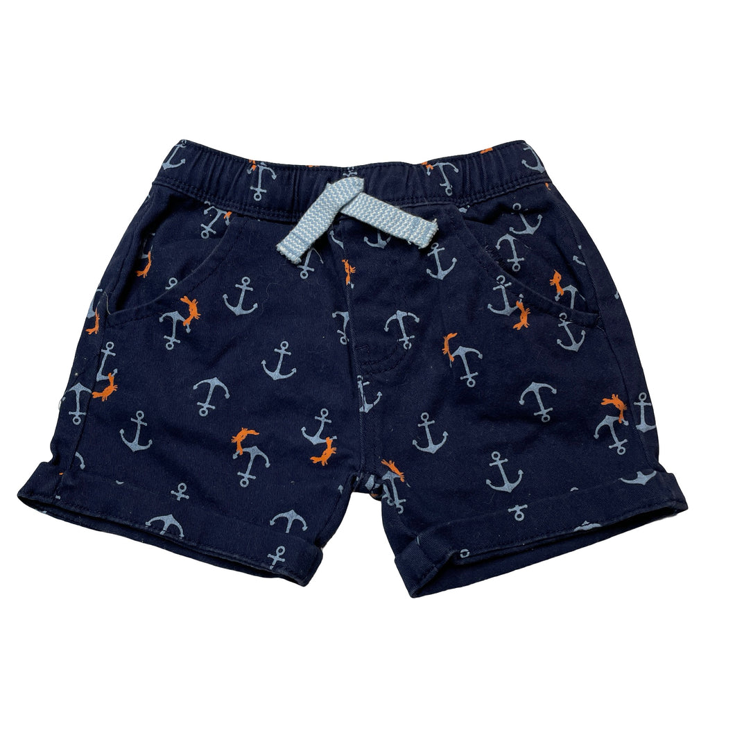 Boys Dymples, navy stretch cotton shorts, elasticated, GUC, size 0,  