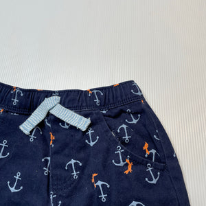 Boys Dymples, navy stretch cotton shorts, elasticated, GUC, size 0,  