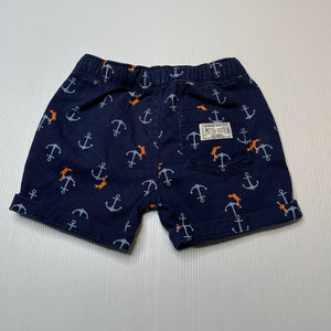 Boys Dymples, navy stretch cotton shorts, elasticated, GUC, size 0,  