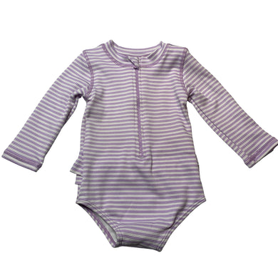 Girls Cotton On, striped long sleeve swim one-piece, EUC, size 0,  