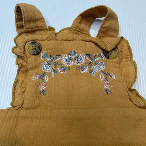 Girls Baby Baby, embroidered crinkle cotton overalls dress, EUC, size 0000, L: 31cm
