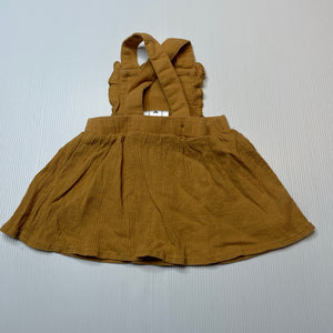Girls Baby Baby, embroidered crinkle cotton overalls dress, EUC, size 0000, L: 31cm