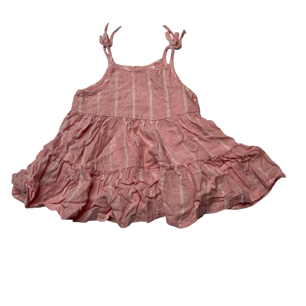 Girls Anko, pink & white viscose / modal summer dress, EUC, size 00, L: 34cm