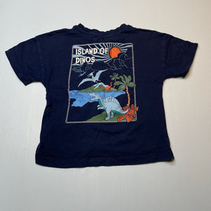 Boys KID, navy cotton tee / top, dinosaur, EUC, size 2,  