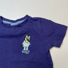 Load image into Gallery viewer, Unisex Bluey, embroidered cotton tee / top, wash fade, FUC, size 2,  